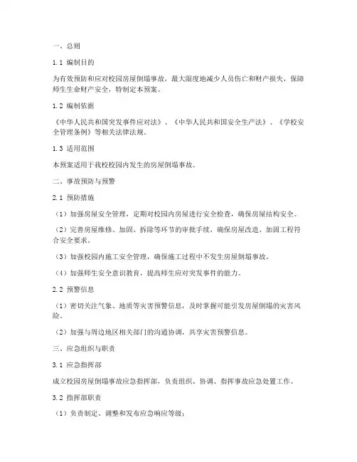校园房屋倒塌事故应急预案