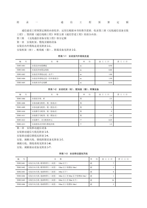 通信工程预算定额