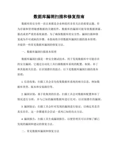 数据库漏洞扫描和修复指南