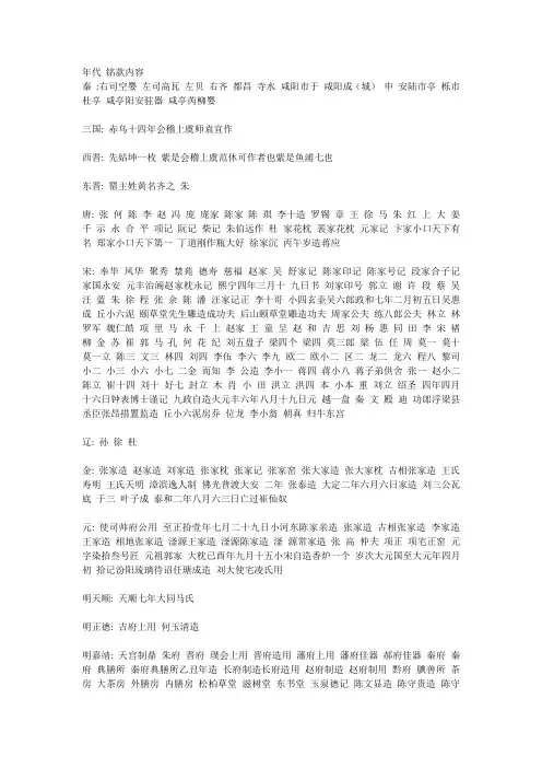 中国(含明清)瓷器款一览表