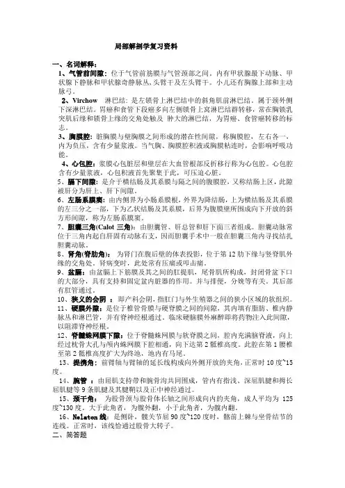 局部解剖学答案修订版