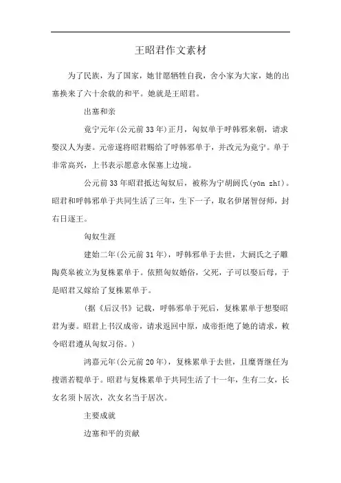 王昭君作文素材