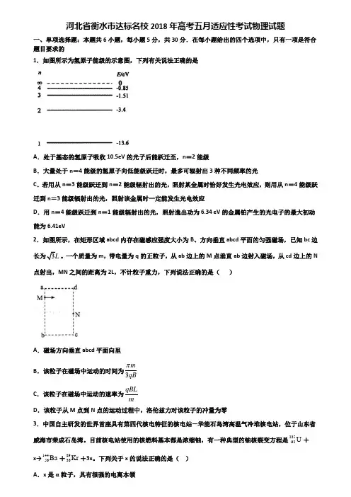 河北省衡水市达标名校2018年高考五月适应性考试物理试题含解析