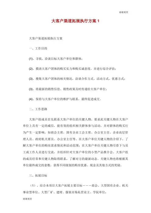 大客户渠道拓展执行方案.doc