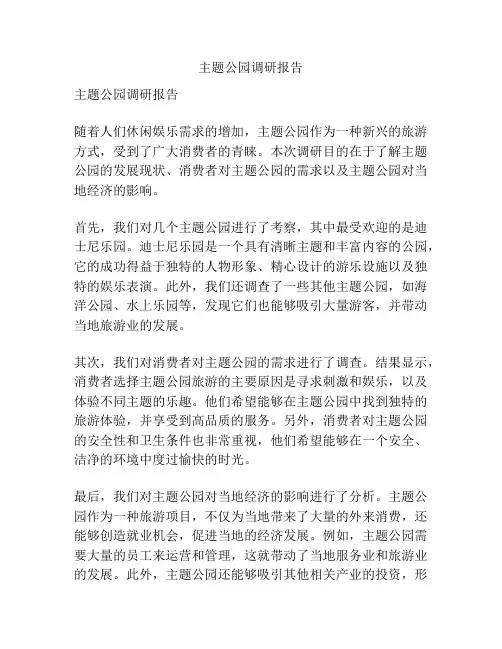 主题公园调研报告