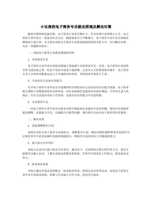 小议高校电子商务专业就业困境及解决对策