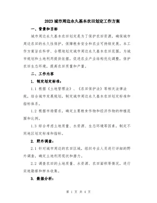2023城市周边永久基本农田划定工作方案