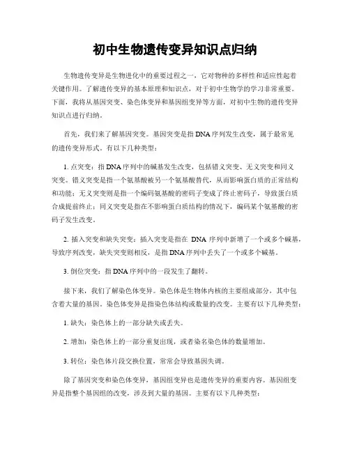 初中生物遗传变异知识点归纳
