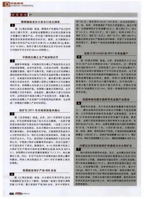 铁矿石2011年价格涨势基本确认