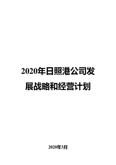 2020年日照港公司发展战略和经营计划