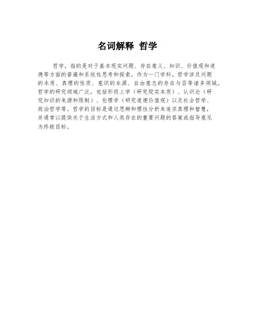 名词解释 哲学