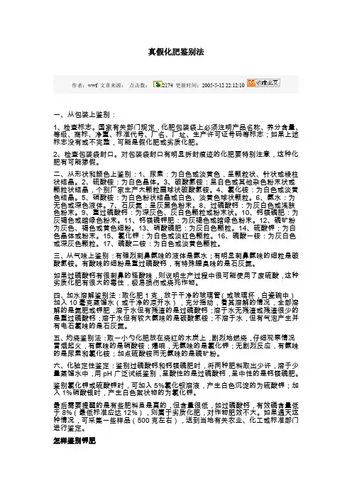 真假化肥鉴别法