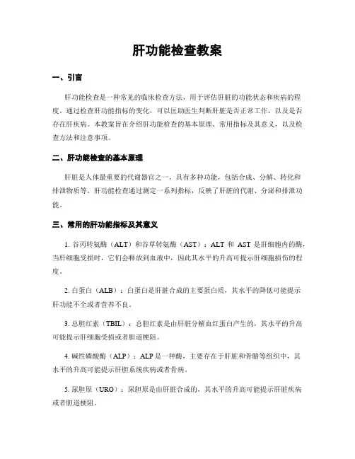 肝功能检查教案