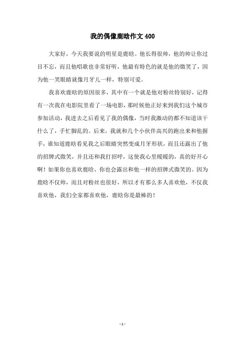 我的偶像鹿晗作文400