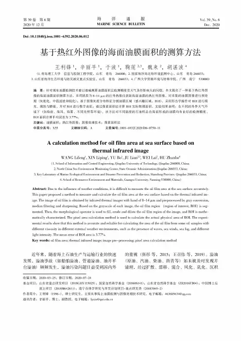 基于热红外图像的海面油膜面积的测算方法