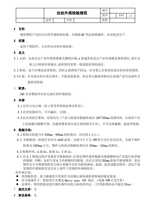 拉丝外观检验规范