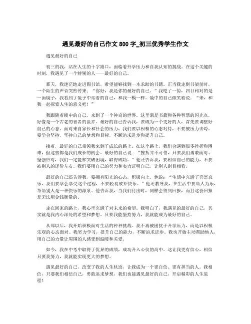 遇见最好的自己作文800字_初三优秀学生作文