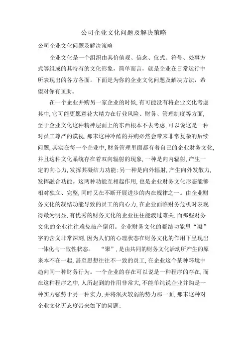 公司企业文化问题及解决策略.doc