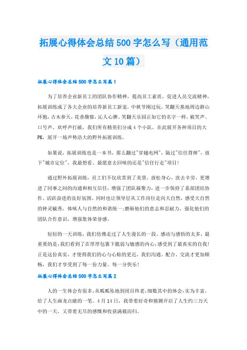 拓展心得体会总结500字怎么写(通用范文10篇).doc