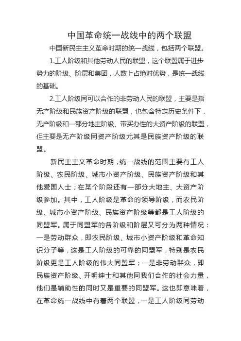 中国革命统一战线中的两个联盟及其管辖