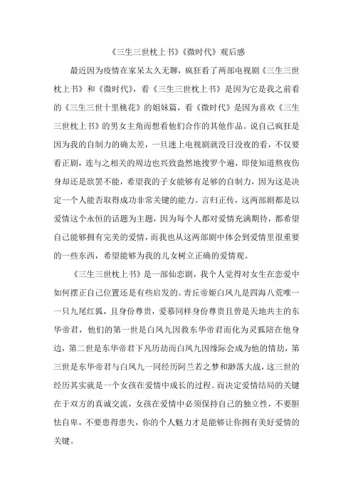 《三生三世枕上书》《微时代》观后感