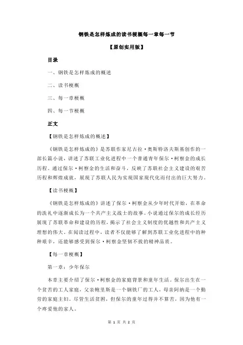 钢铁是怎样炼成的读书梗概每一章每一节