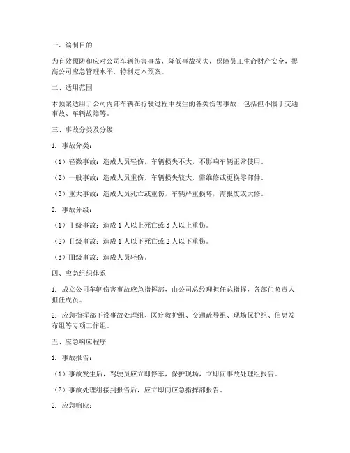 公司车辆伤害事故应急预案