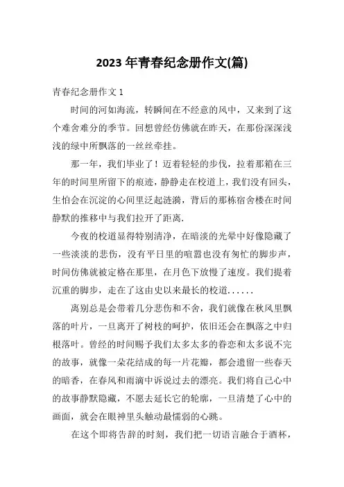 2023年青春纪念册作文(篇)