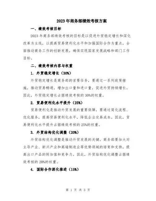 2023年商务部绩效考核方案
