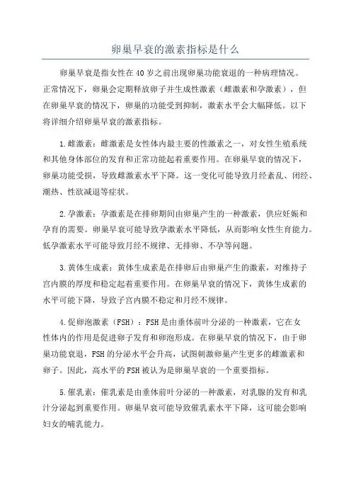 卵巢早衰的激素指标是什么