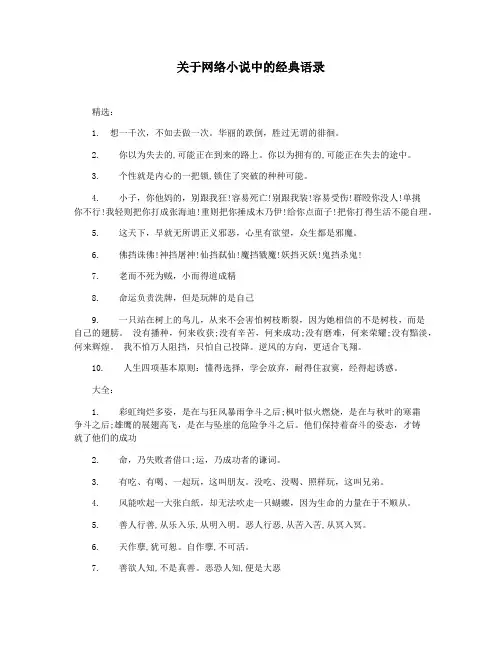 关于网络小说中的经典语录