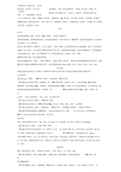 中药药剂学处方分析