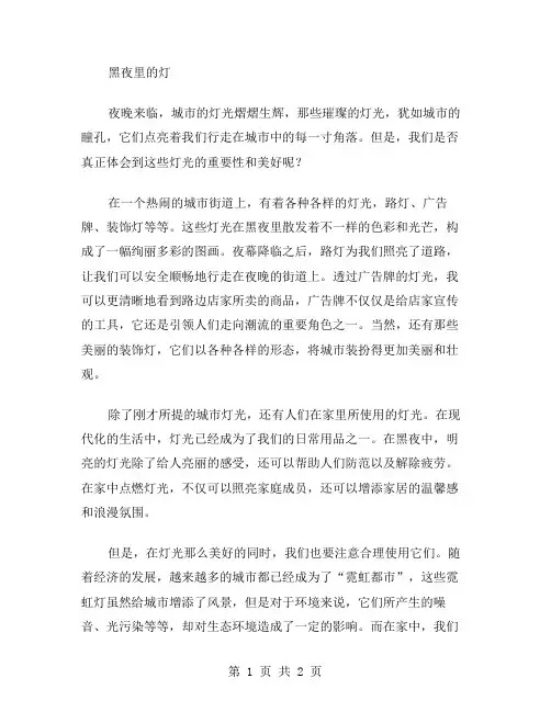黑夜里的灯作文范文