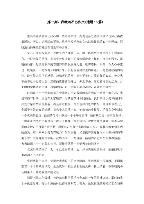 那一刻,我激动不已作文(15篇)范文精选