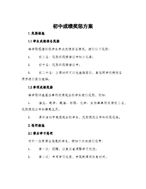 初中成绩奖惩方案