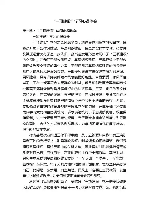 “三项建设”学习心得体会