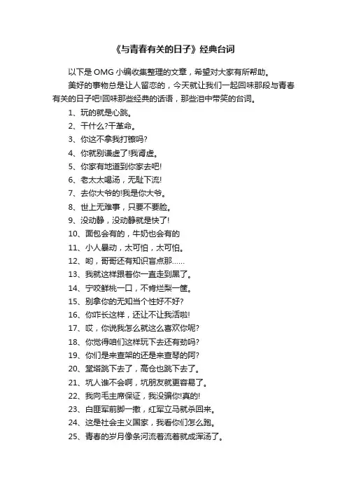 《与青春有关的日子》经典台词