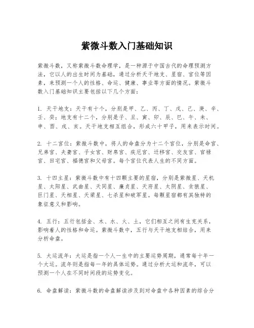 紫微斗数入门基础知识
