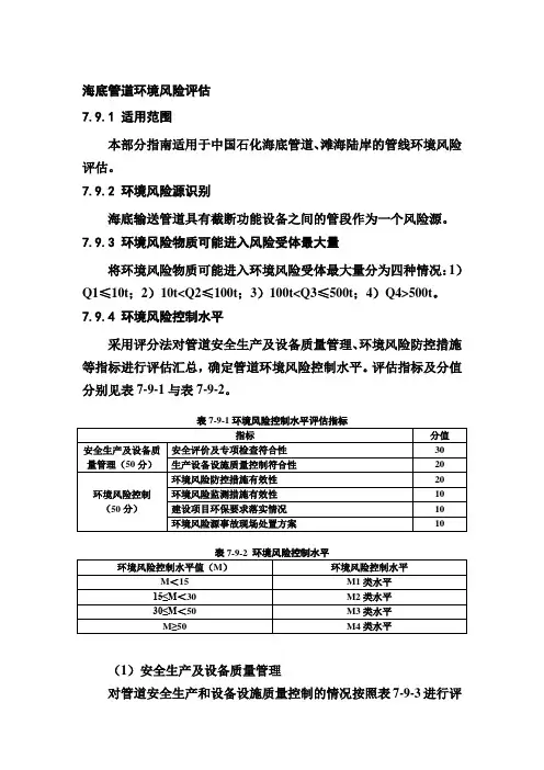海底管道环境风险评估