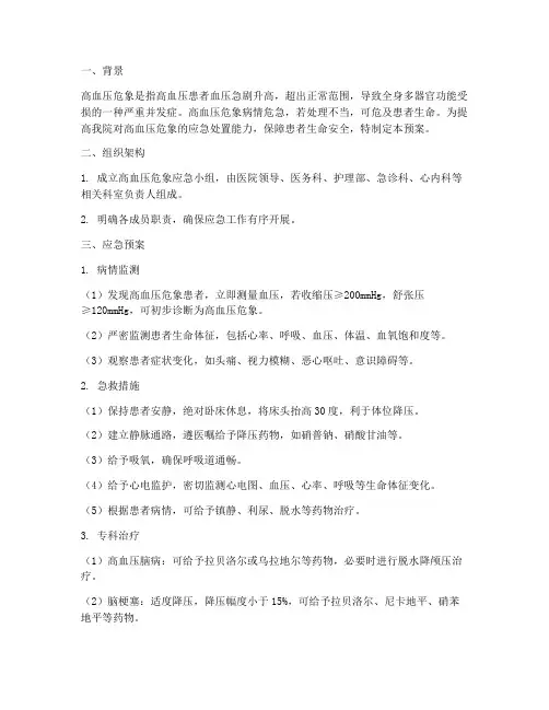 高血压危象应急预案