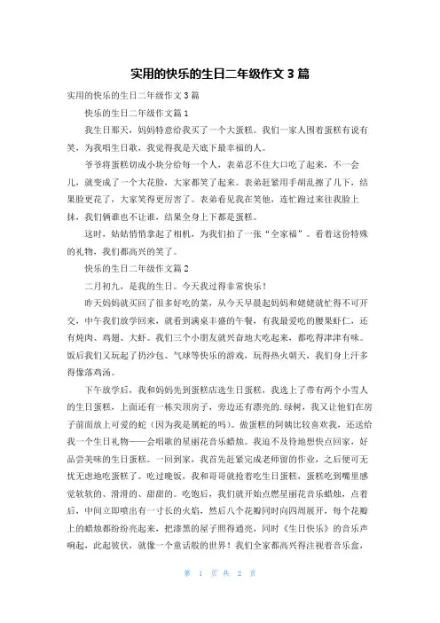 实用的快乐的生日二年级作文3篇