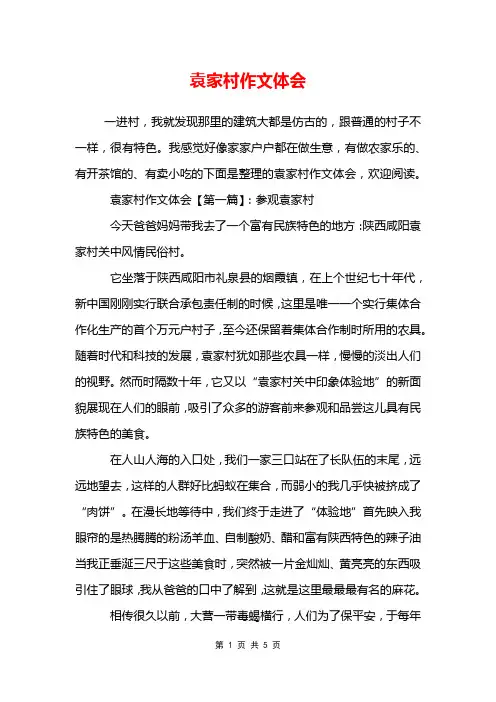 袁家村作文体会
