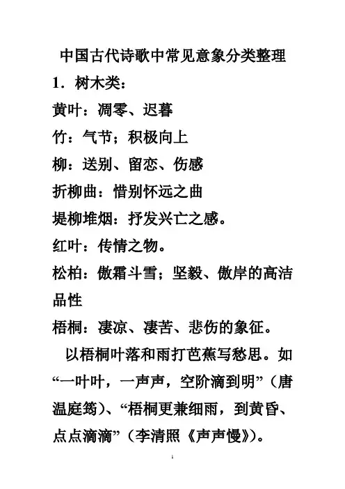 古代诗歌中的意象分类整理