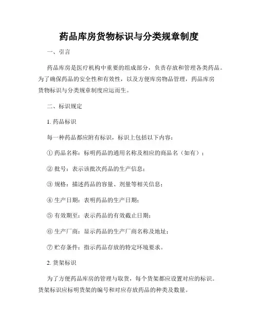 药品库房货物标识与分类规章制度