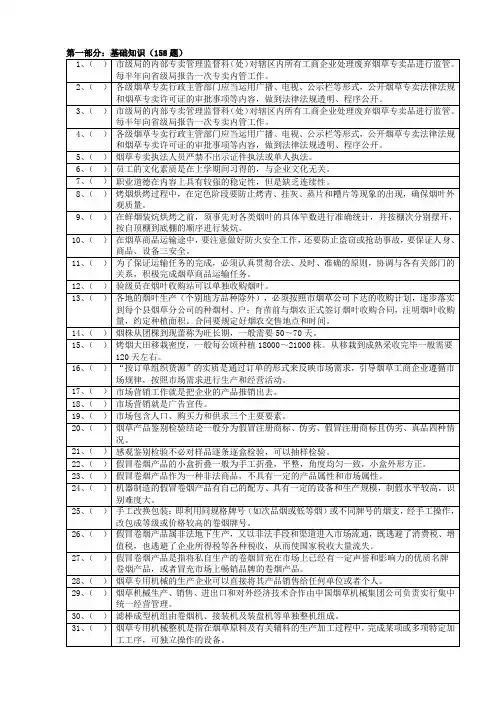 初级烟草专卖管理员判断题库及复习资料