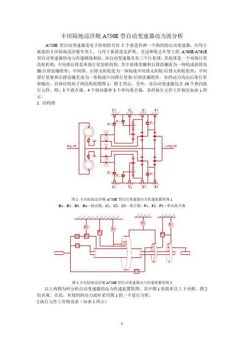 丰田陆地巡洋舰A750E自动变速器动力流分析