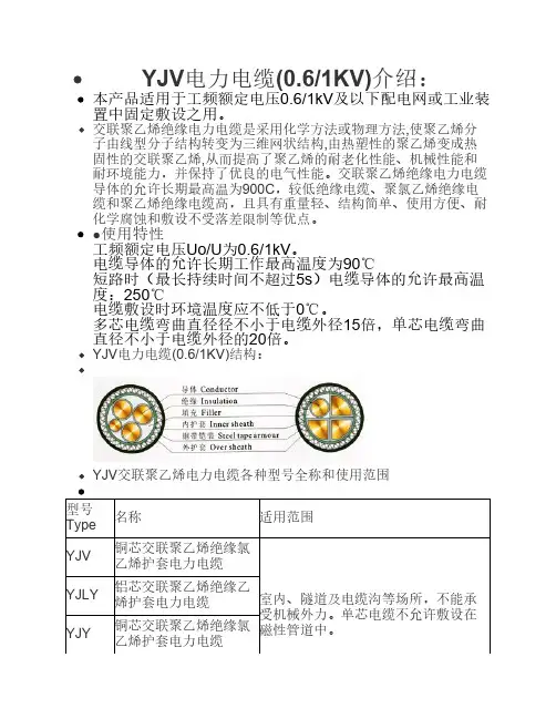 YJV电缆载流量表
