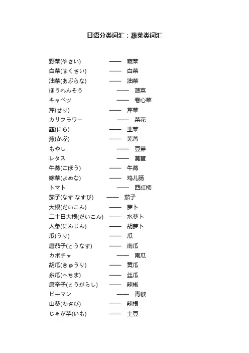 日语分类词汇：蔬菜类词汇