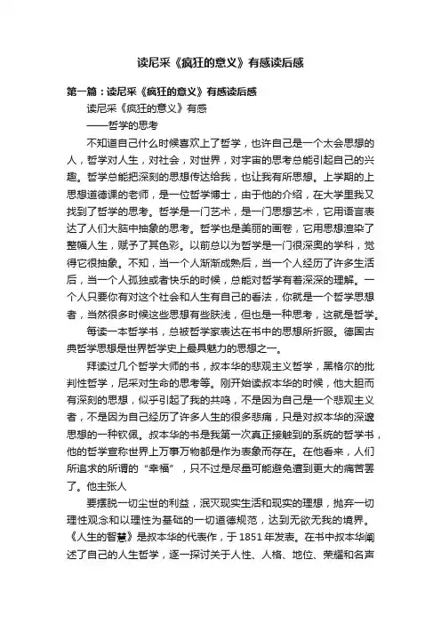 读尼采《疯狂的意义》有感读后感