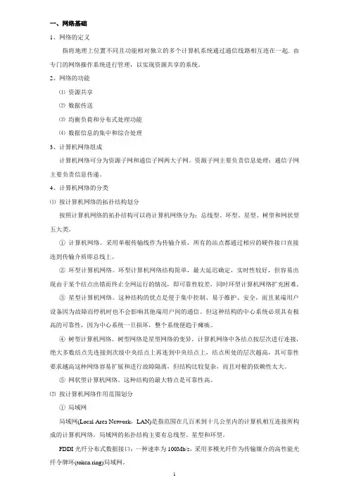 网络调试员复习要点